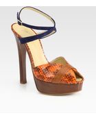 Vionnet Suede and Snake-print Leather Platform Sandals - Lyst