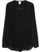 Oscar de la Renta Lace-trimmed Silk-chiffon Blouse - Lyst
