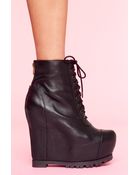 Nasty Gal Lace Up Wedge Boot - Lyst