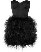 Rare Opulence Feather-Embellished Satin Bustier Dress - Lyst