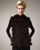 Tasha Tarno Tiered Fur Vest, Burgundy - Lyst