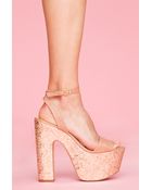 Nasty Gal Shazzam Platform - Gold Glitter - Lyst