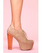 Nasty Gal Fairlane Platform - Taupe Suede - Lyst