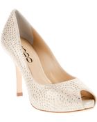Rodo Swarovski Crystal Peep-Toe Pumps - Lyst
