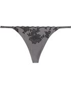 Carine Gilson Lace-appliquéd Silk-satin Thong - Lyst