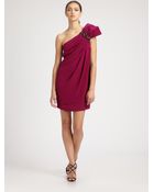 Notte By Marchesa Asymmetrical Silk Dress - Lyst