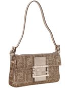Fendi Silver and Gold Zucca Canvas Baguette Bag - Lyst