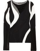 Donna Karan New York Paneled Mesh and Jersey Top - Lyst