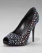 Giuseppe Zanotti Crystallized Suede Peep-toe Pump - Lyst