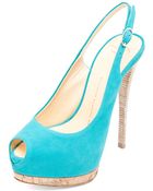 Giuseppe Zanotti Sling Back Cork Pump in Turquoise - Lyst