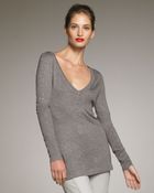 Donna Karan New York Shimmery V-neck Top - Lyst