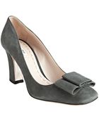 Miu Miu Suede Square Toe Bow Detail Pumps - Lyst