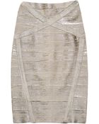 Hervé Léger Arlis Metallic Coated Bandage Skirt - Lyst