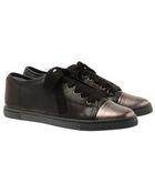 Lanvin Leather Trainers with Metallic Toe Caps - Lyst