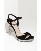 Miu Miu Jeweled Heel Platform Sandal - Lyst