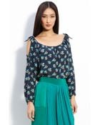 Rebecca Taylor Printed Silk Blouse - Lyst