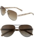 Tory Burch Metal Aviator Sunglasses with Resin Temples - Lyst