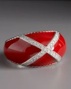 Zasha Diamond Enamel Ring, Red - Lyst