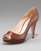 Prada Exclusive Crocodile-print Open-toe Pump - Lyst