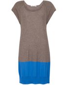 T By Alexander Wang Blue Colour Block Knitted Dress - Lyst