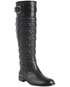 Dior Cannage Leather Buckle Detail Boots - Lyst