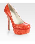 Alice + Olivia Bethie Snakeprint Leather Platform Pumps - Lyst