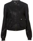 Topshop Pu Pocket Bomber Jacket - Lyst