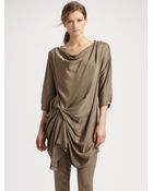 Donna Karan New York Three-quarter Sleeve Draped Tunic - Lyst