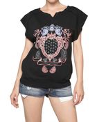 Balmain Printed Cotton Fleece T-shirt - Lyst