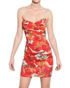 Dolce & Gabbana Strapless Tomato Silk Charmeuse Dress - Lyst