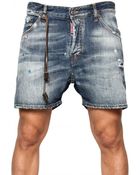 DSquared² Destroyed Denim Shorts - Lyst