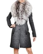 Jean-Pierre Braganza Racoon Collar Printed Wool Coat - Lyst