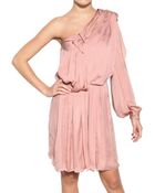 Lanvin Washed Fluid Silk Satin Dress - Lyst
