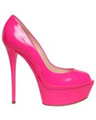 Casadei 150mm Patent Fluro Peep Toe Pumps - Lyst