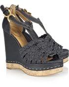 Chloé Denim Wedge Sandals - Lyst
