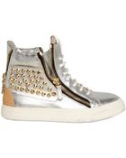 Giuseppe Zanotti Metallic Leather Studded Sneakers - Lyst