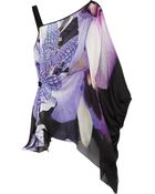 Roberto Cavalli Printed Silk-Chiffon One-Shoulder Top - Lyst