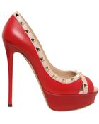 Valentino 140mm Leather Rockstud Open Toe Pumps - Lyst
