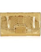 Michael Kors Gia Metallic Python Clutch - Lyst