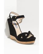 Prada Baroque Wedge Sandal - Lyst