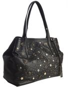 Jimmy Choo Black Leather Scarlet Charm Shoulder Tote - Lyst