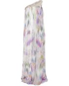 Matthew Williamson Blur Palm Chiffon One Shoulder Gown - Lyst