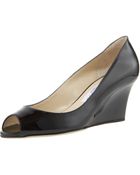 Jimmy Choo Bale Peep-toe Patent Wedge Pump - Lyst