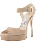Jimmy Choo Linda Suede Patform Sandal - Lyst