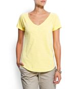 Mango Cotton V-neck T-shirt - Lyst
