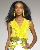 Oscar de la Renta Silk Crinkle Blouse - Lyst