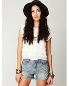 Free People 5 Pocket Cuffed Denim Cutoff - Lyst