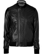 D&G Black Leather Blouson Jacket - Lyst