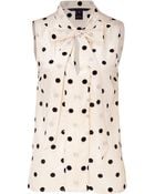 Marc By Marc Jacobs Cream Polka Dot Silk Top - Lyst
