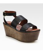 Elizabeth And James Leather & Wood Platform Sandals - Lyst